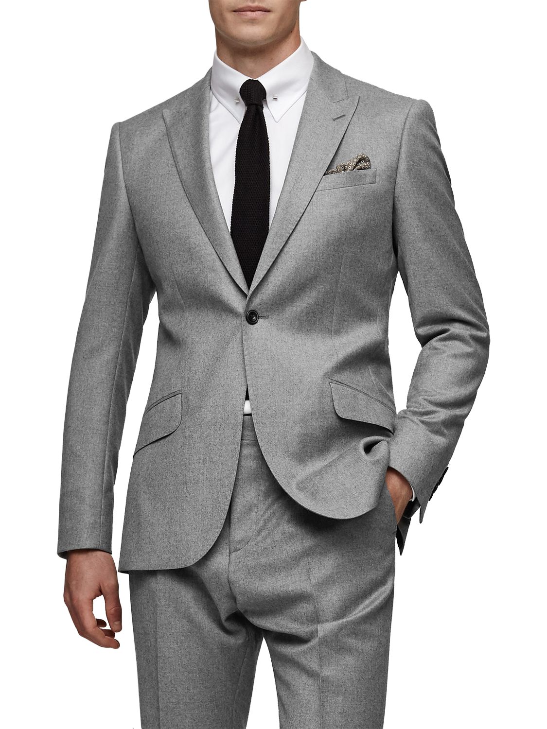 Reiss Joshua Wool Peak Lapel Modern Fit Suit, Grey
