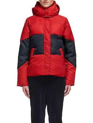 Whistles Iva Casual Colourblock Puffer Jacket, Red