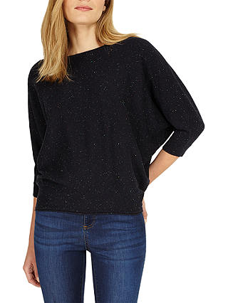 Phase Eight Flecked Becca Batwing Jumper, Navy