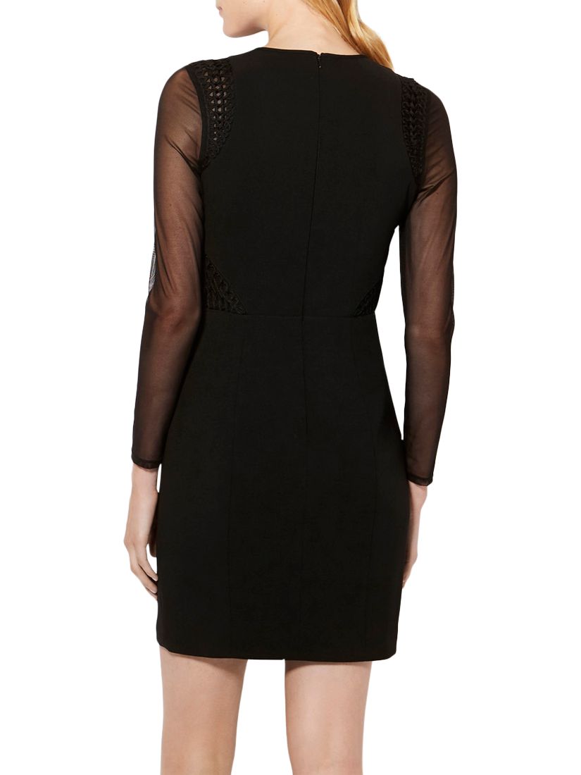 Karen Millen Mesh Long Sleeve Pencil Dress, Black at John Lewis & Partners