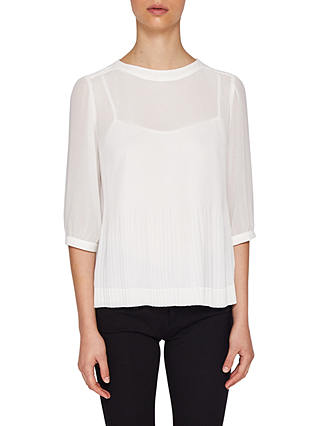 Ted Baker Emmii Gathered Sleeve Micro Pleat Top, Ivory