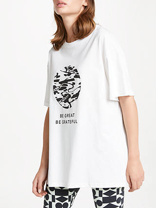 PATTERNITY + John Lewis Be Great Be Grateful Logo Oversized T-Shirt, White