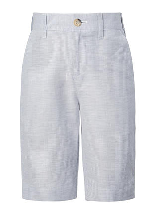 John Lewis Heirloom Collection Boys' Linen Blend Puppytooth Shorts, Grey/White