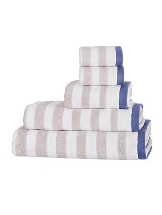 John Lewis & Partners Coastal Camber Stripe Towels, Silver Grey
