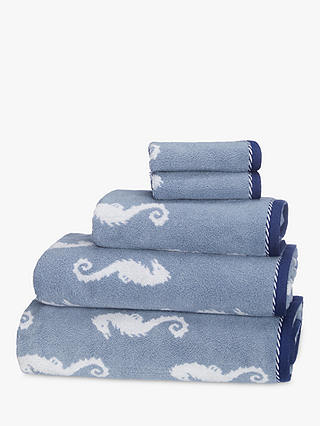 John Lewis & Partners Coastal Seahorse Towels, Pacific