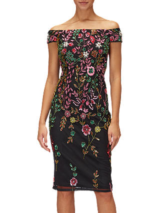 Adrianna Papell Petite Floral Sheath Dress, Black/Multi