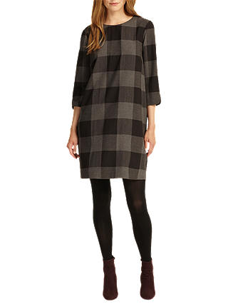 Phase Eight Check Swing Tunic Dress, Charcoal
