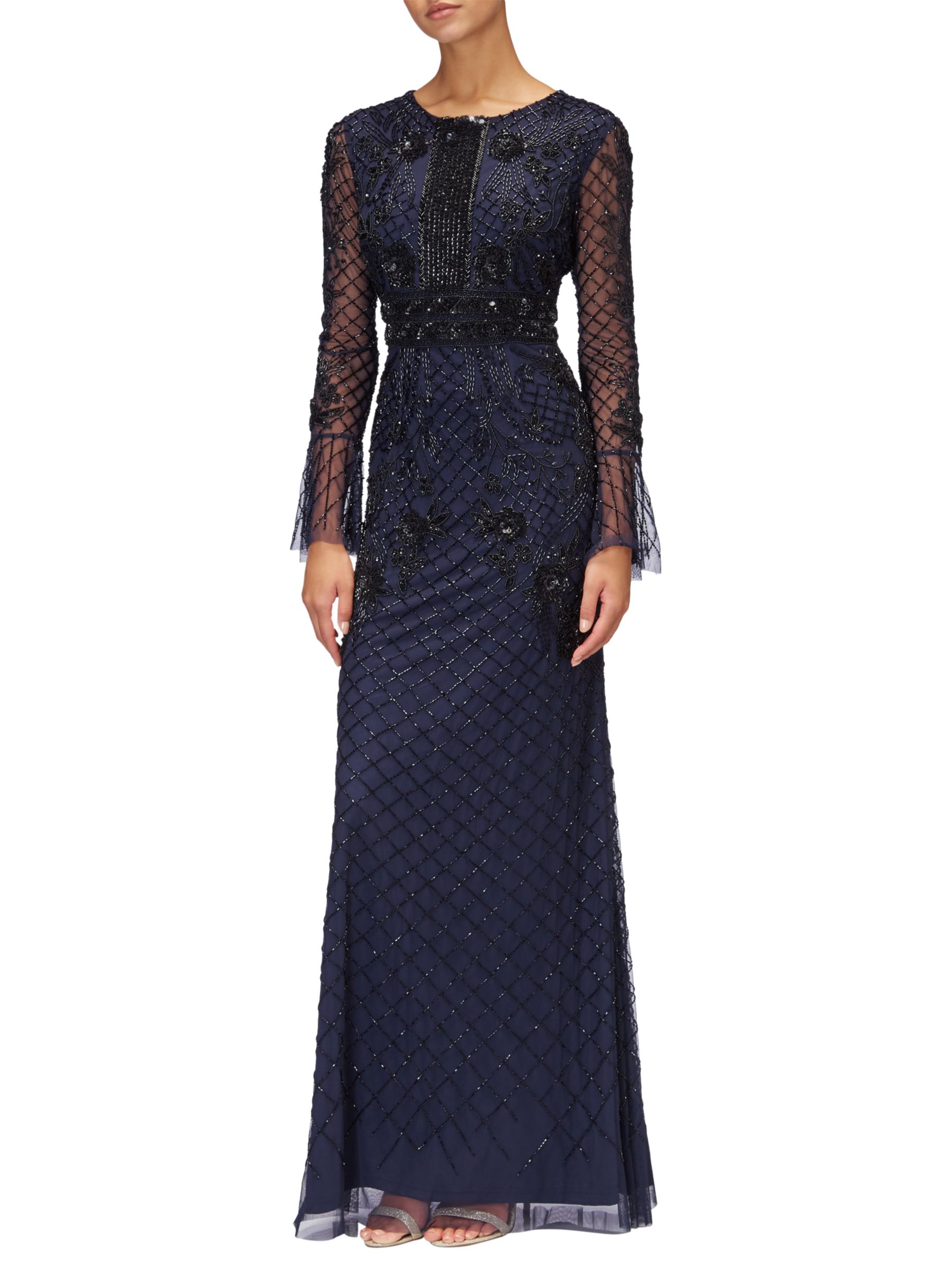 Adrianna Papell Long Beaded Dress, Navy/Black