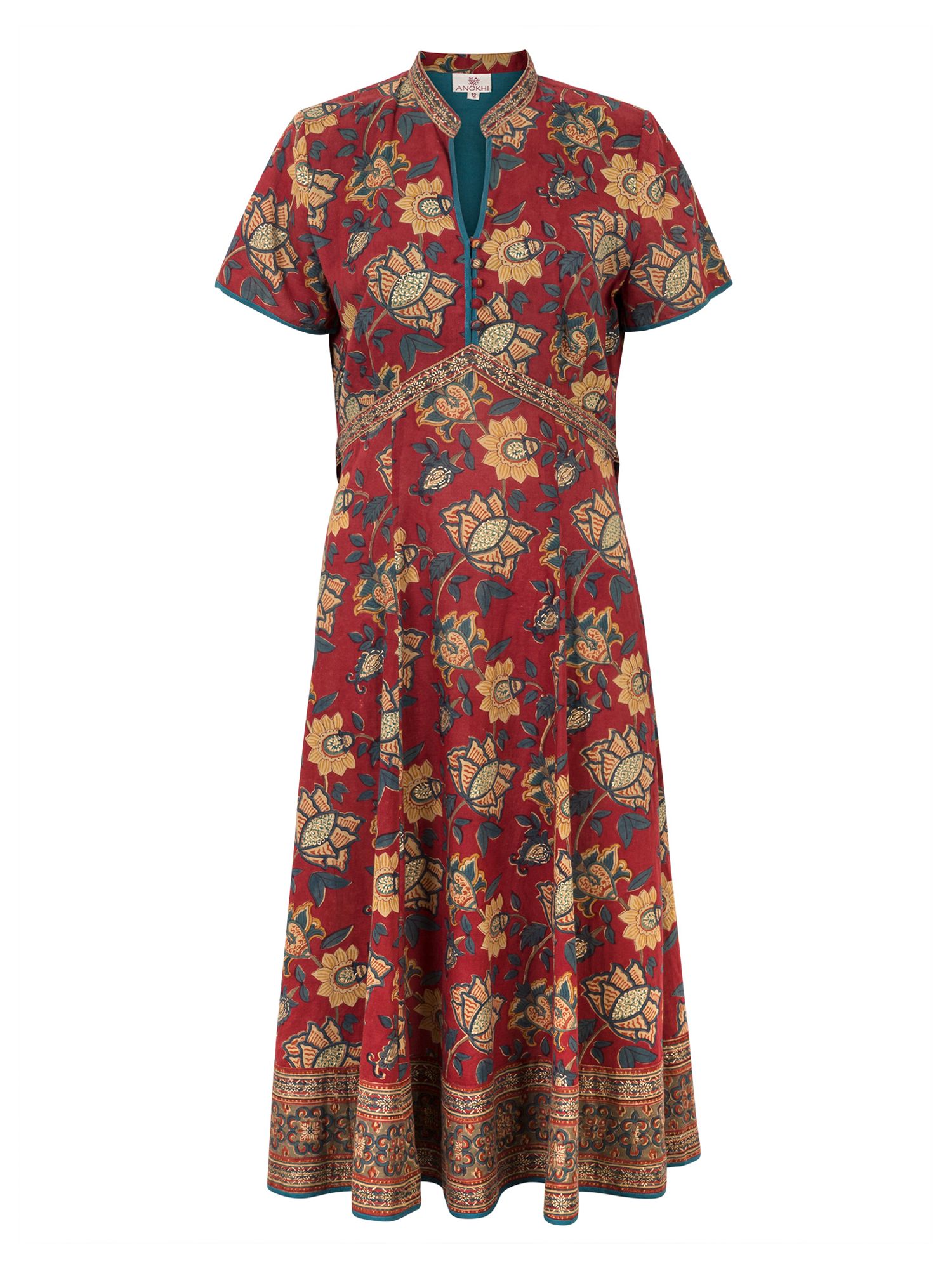 East Anokhi Shirin Print Dress, Red/Multi