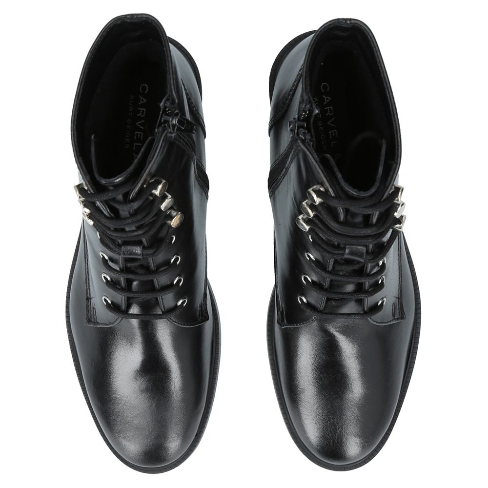 Carvela Skewer Lace Up Ankle Boots, Black