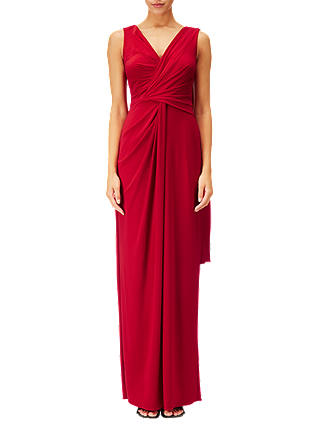 Adrianna Papell V Neck Draped Gown, Cardinal