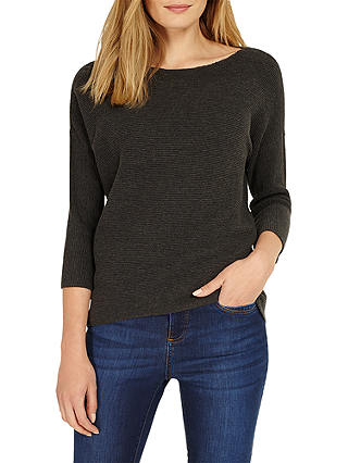 Phase Eight Piera Round Neck Knitted Jumper, Charcoal