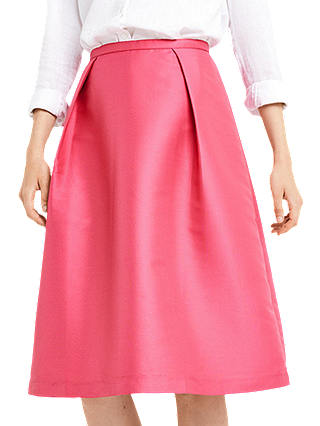 Oasis Satin Twill Midi Skirt, Bright Pink