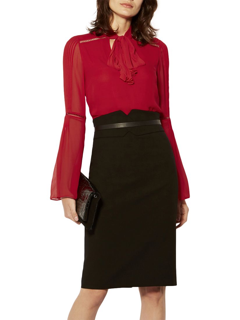 Karen Millen Tie Neck Blouse Red