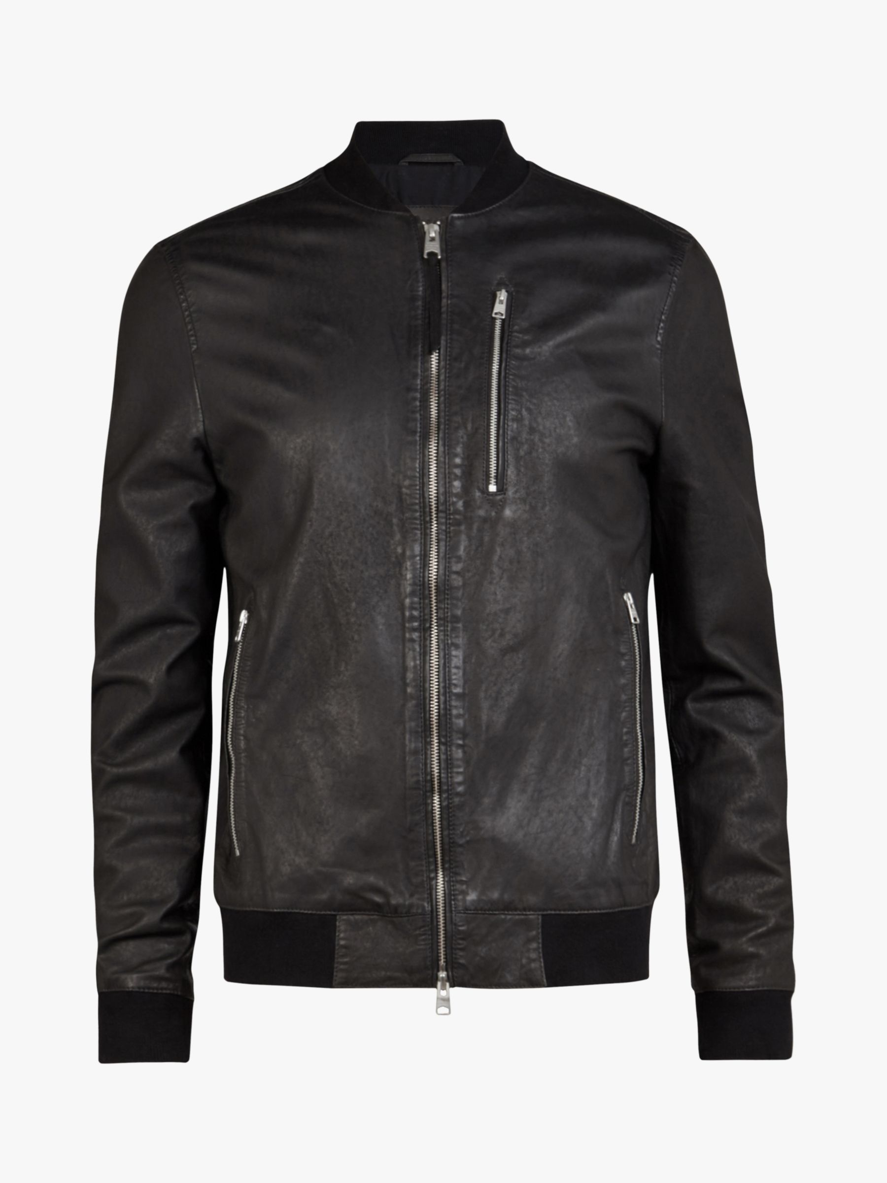 AllSaints Kino Leather Bomber Jacket, Black