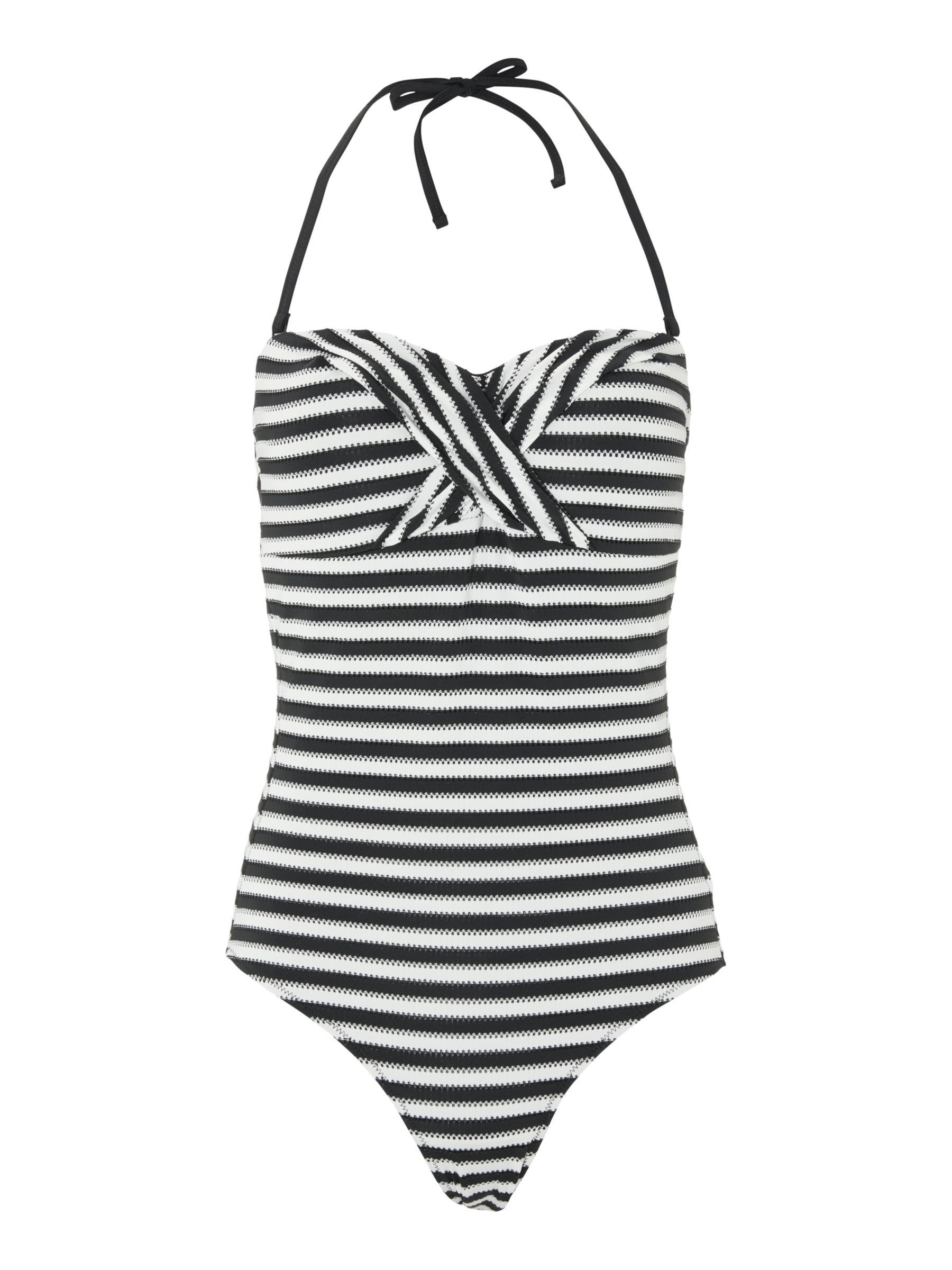 John Lewis & Partners Tripoli Stripe Twist Front Bandeau Swimsuit ...