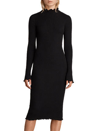 AllSaints Eli Frill Dress, Black