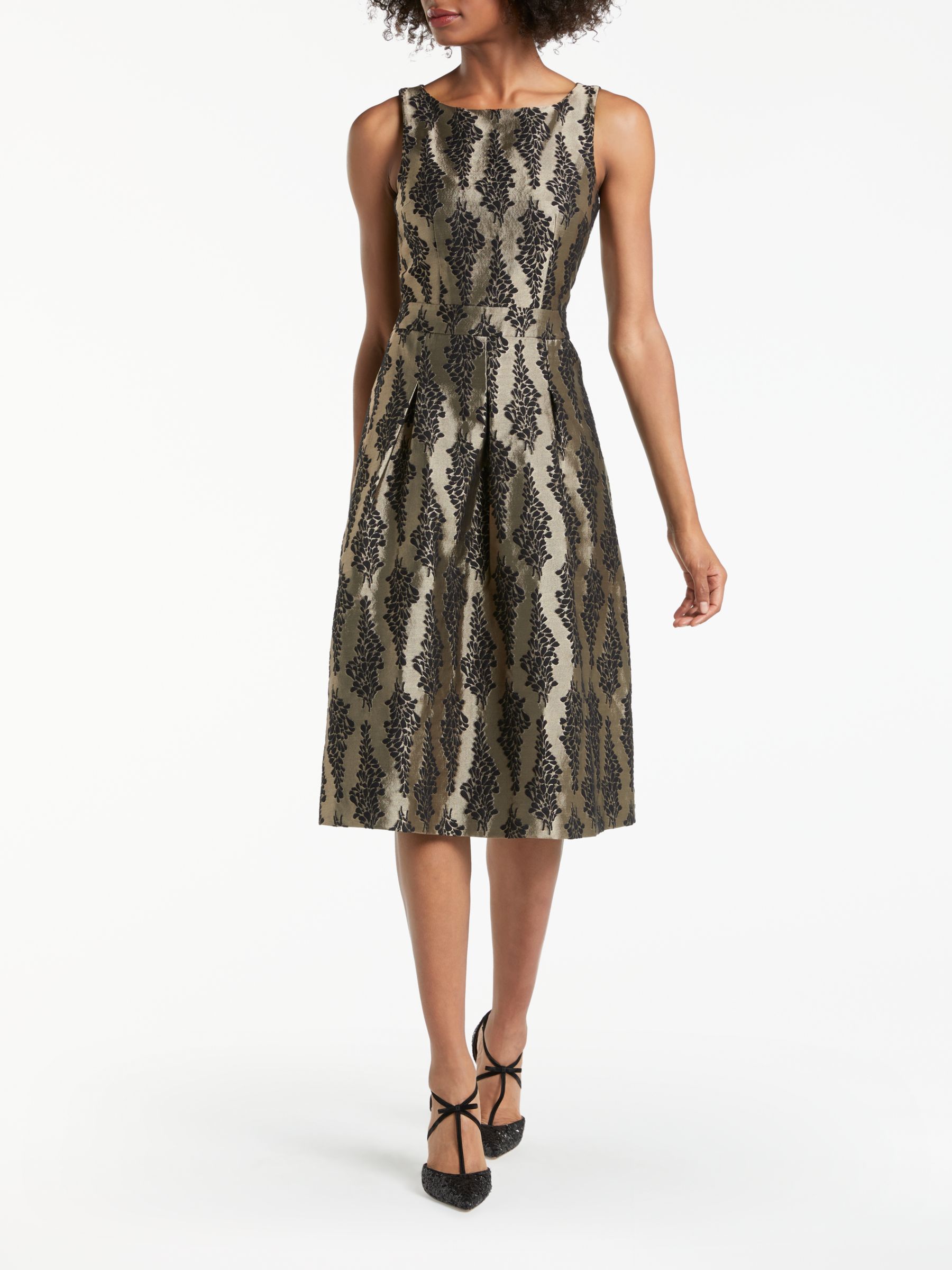 Boden Jacquard Party Dress, Pewter/Black