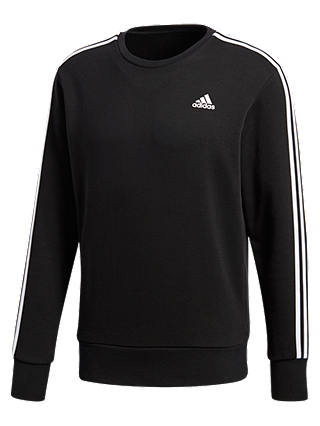 adidas Essentials 3-Stripes Crew Sweatshirt, Black