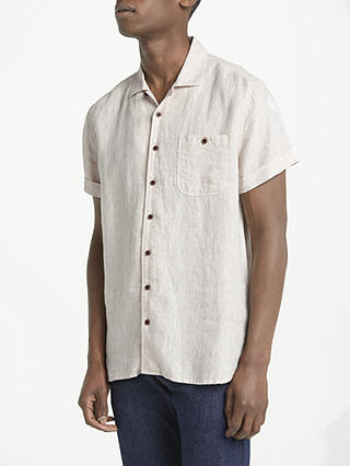 JOHN LEWIS & Co. Short Sleeve Linen Shirt, Natural