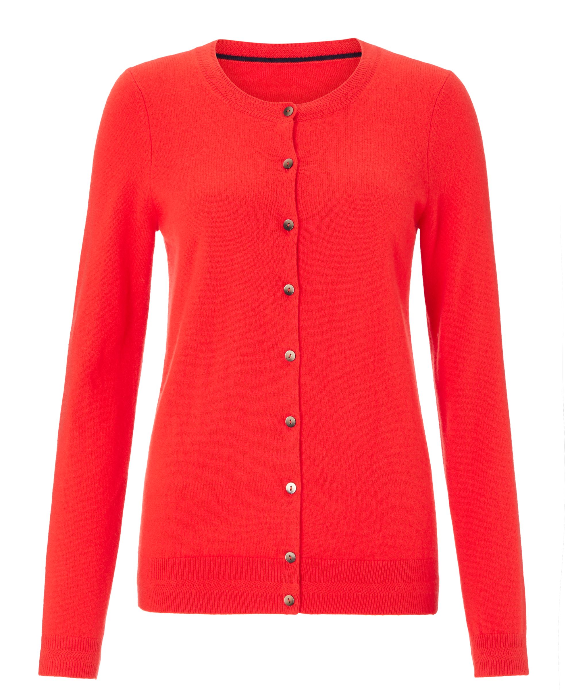 Boden Cashmere Crew Cardigan, Pop Red at John Lewis & Partners