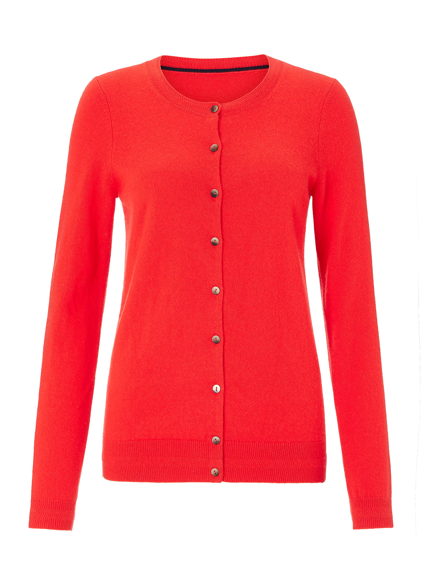 Boden Cashmere Crew Cardigan, Pop Red at John Lewis & Partners