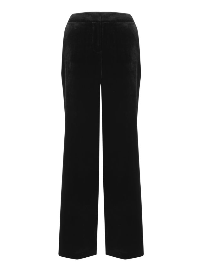 Boden Velvet Wide Leg Trousers, Black, 8