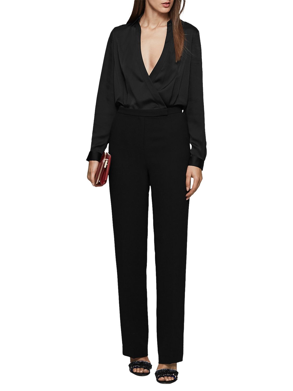 Reiss Imie Wrap Jumpsuit, Black