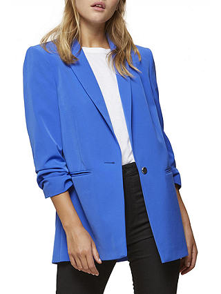 Miss Selfridge Ruched Sleeve Blazer, Bright Blue