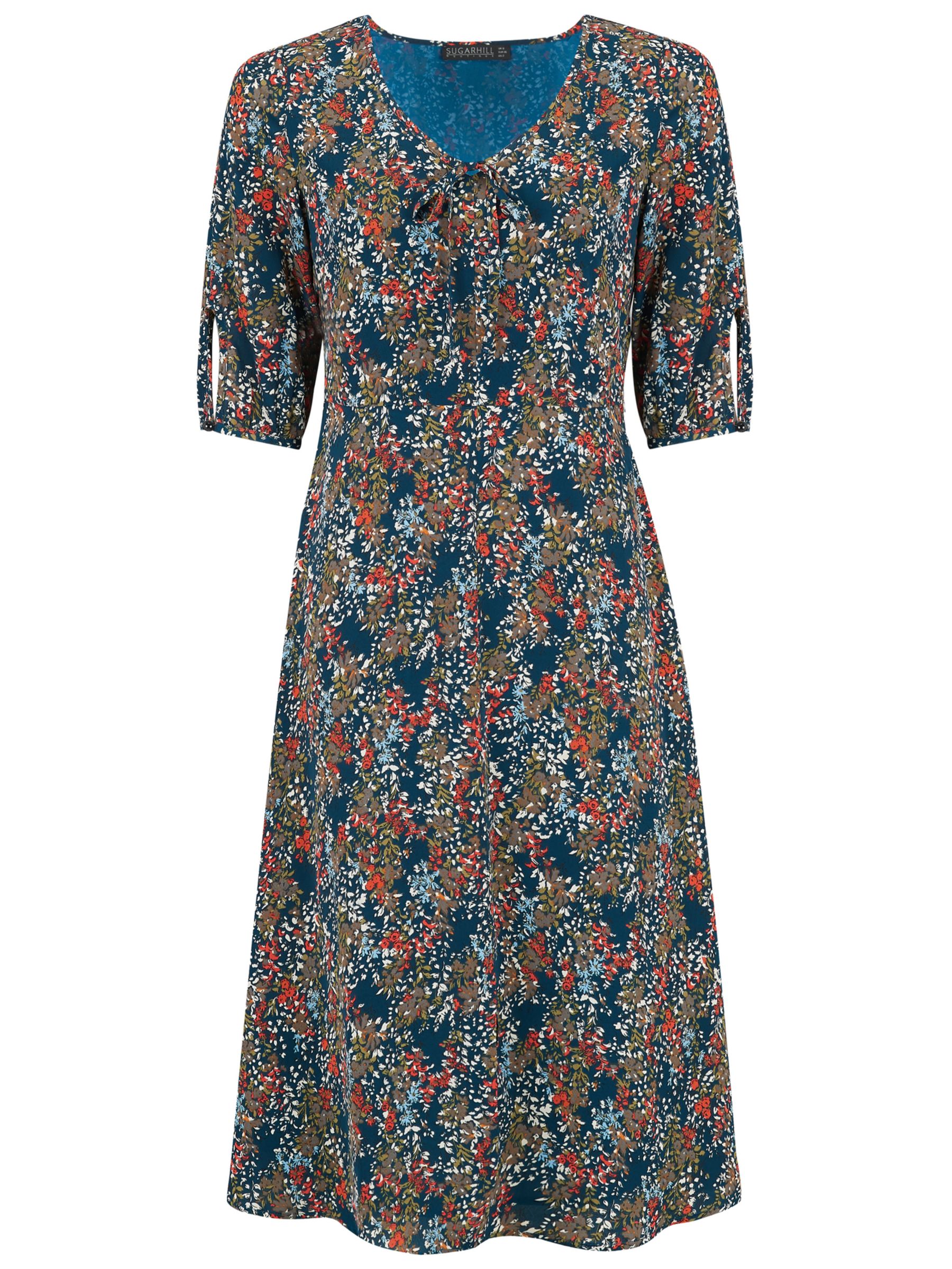 Sugarhill Brighton Alice Floral Midi Dress, Teal/Multi