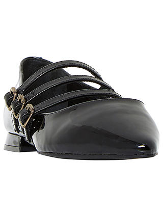 Dune Black Goldesmith Triple Strap Court Shoes