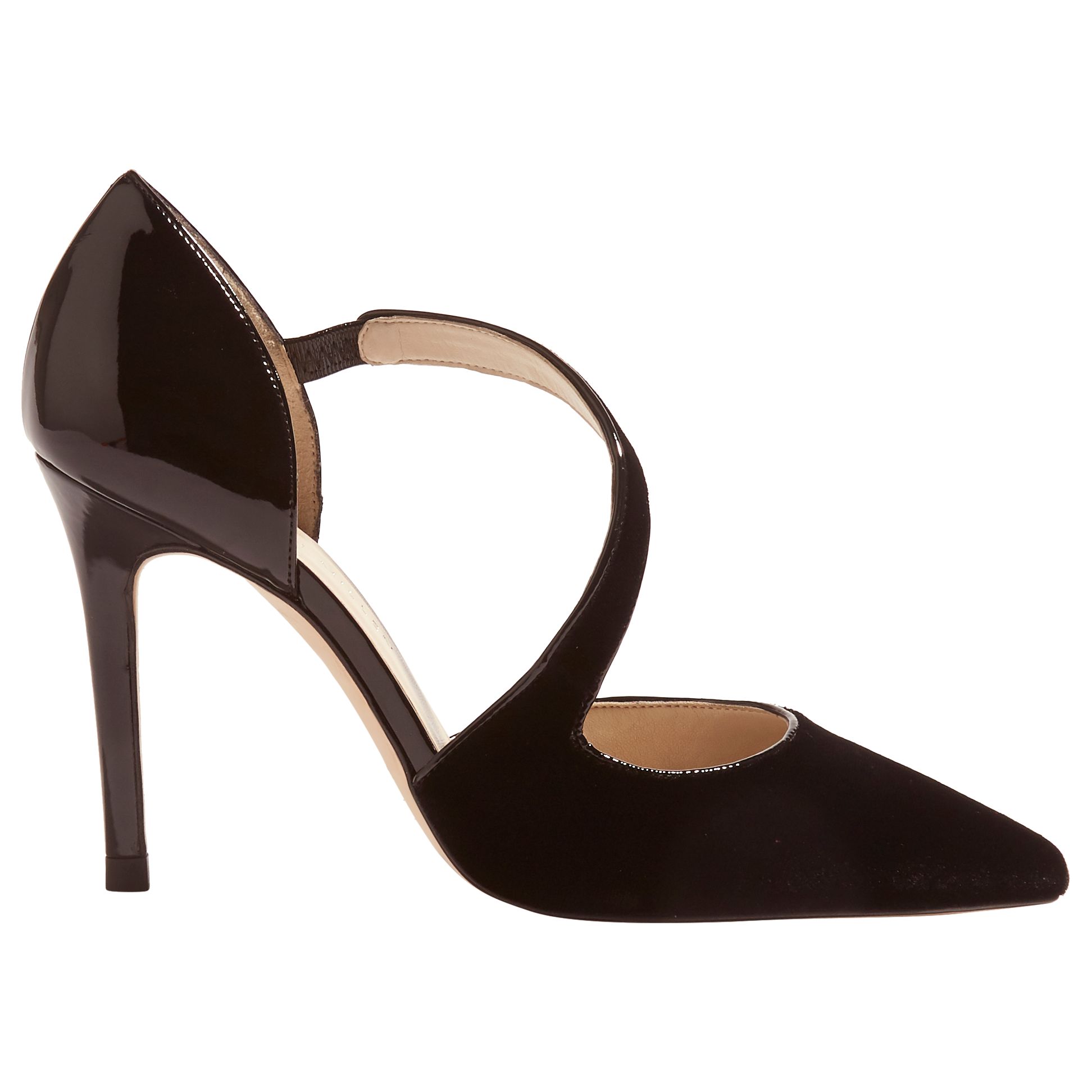 Karen Millen Asymmetric Strap Court Shoes, Black at John Lewis & Partners