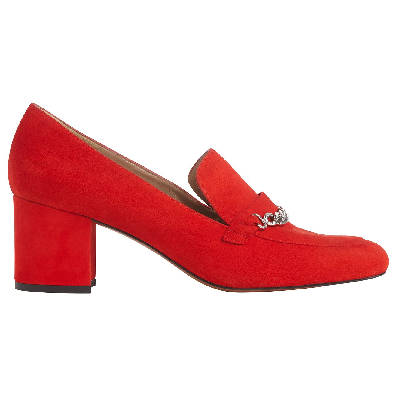 Whistles Alma Block Heeled Loafers, Red Leather, 3