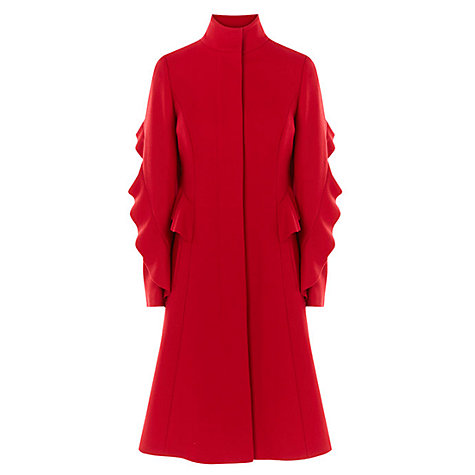 Buy Coast Macey Ruffle Coat, Red | John Lewis
