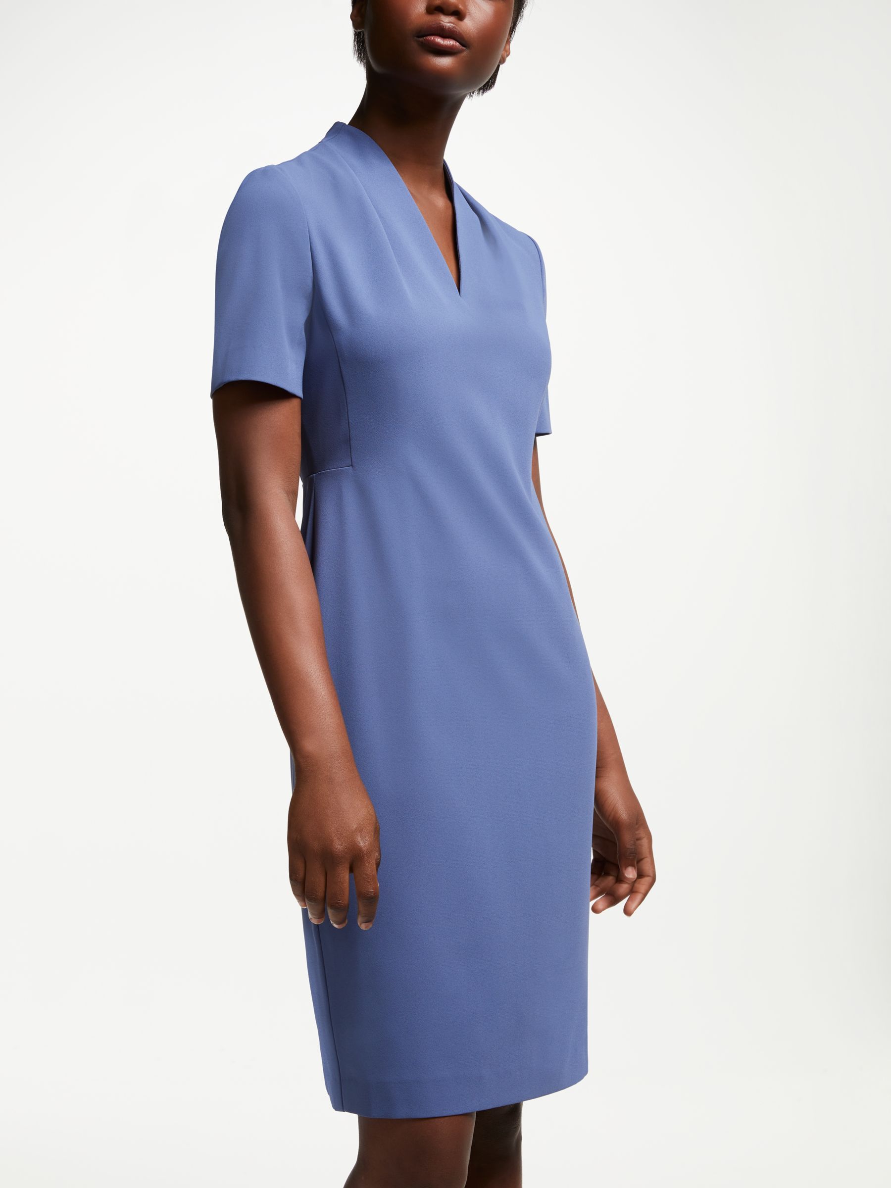 John Lewis & Partners Lily Pleat Fitted Dress, Blue