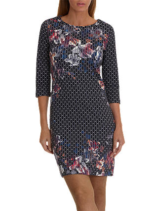 Betty Barclay Floral Stripe Dress, Black/Red
