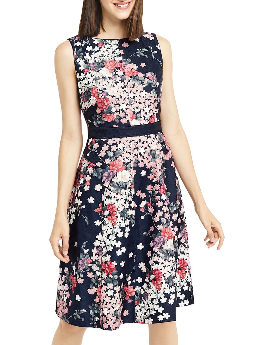 Oasis Long Length Blossom Jacquard Dress, Multi