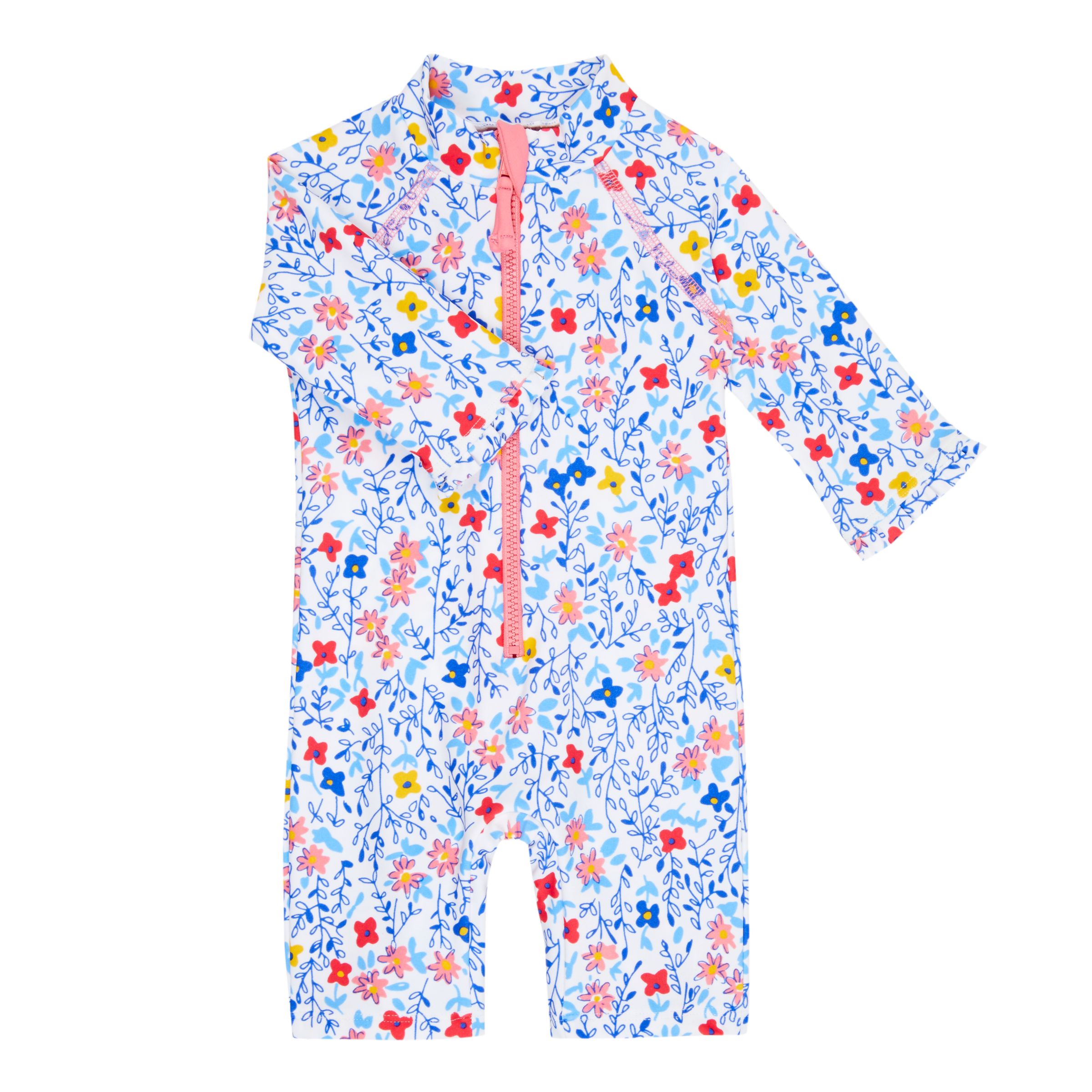 John Lewis & Partners Baby Ditsy Floral UV SunPro Swimsuit, Blue
