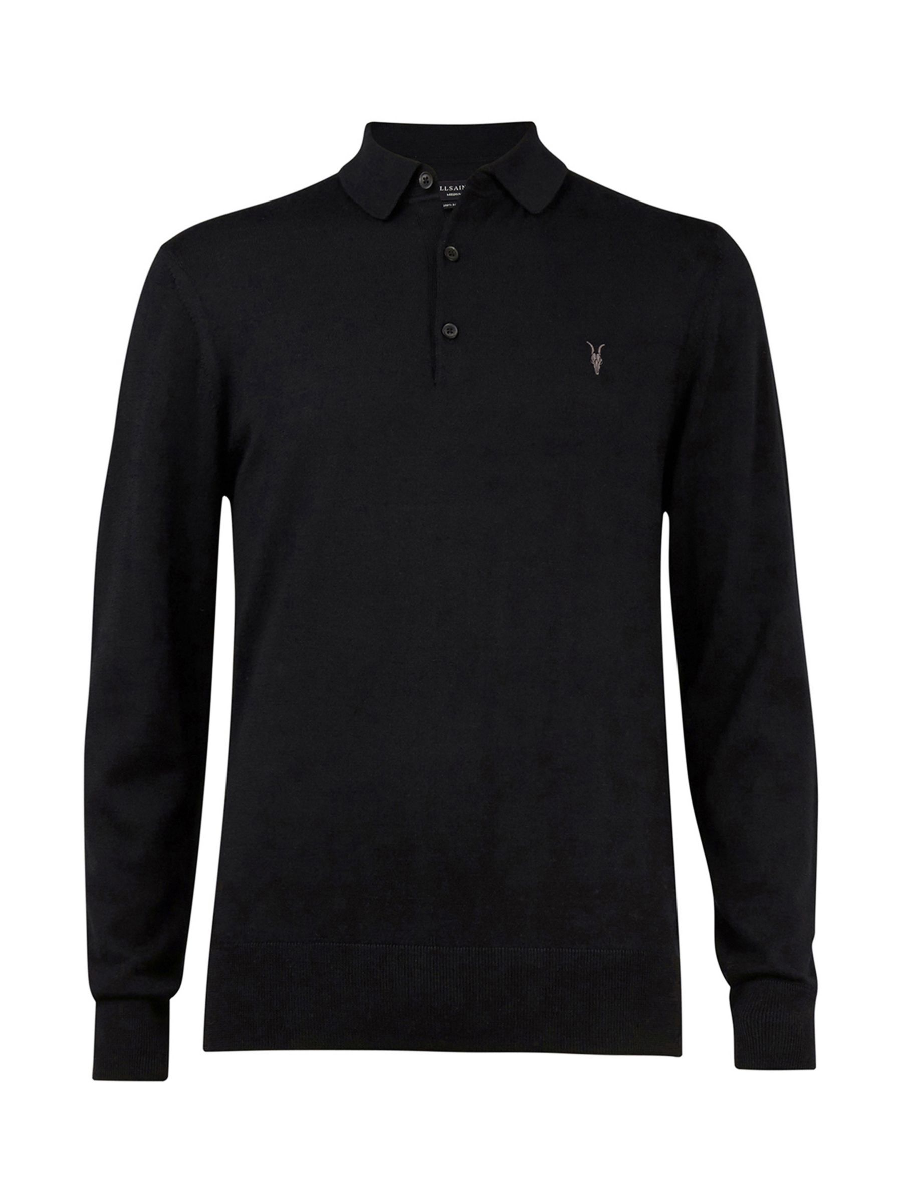 AllSaints Mode Merino Slim Fit Polo Shirt, Black, XS