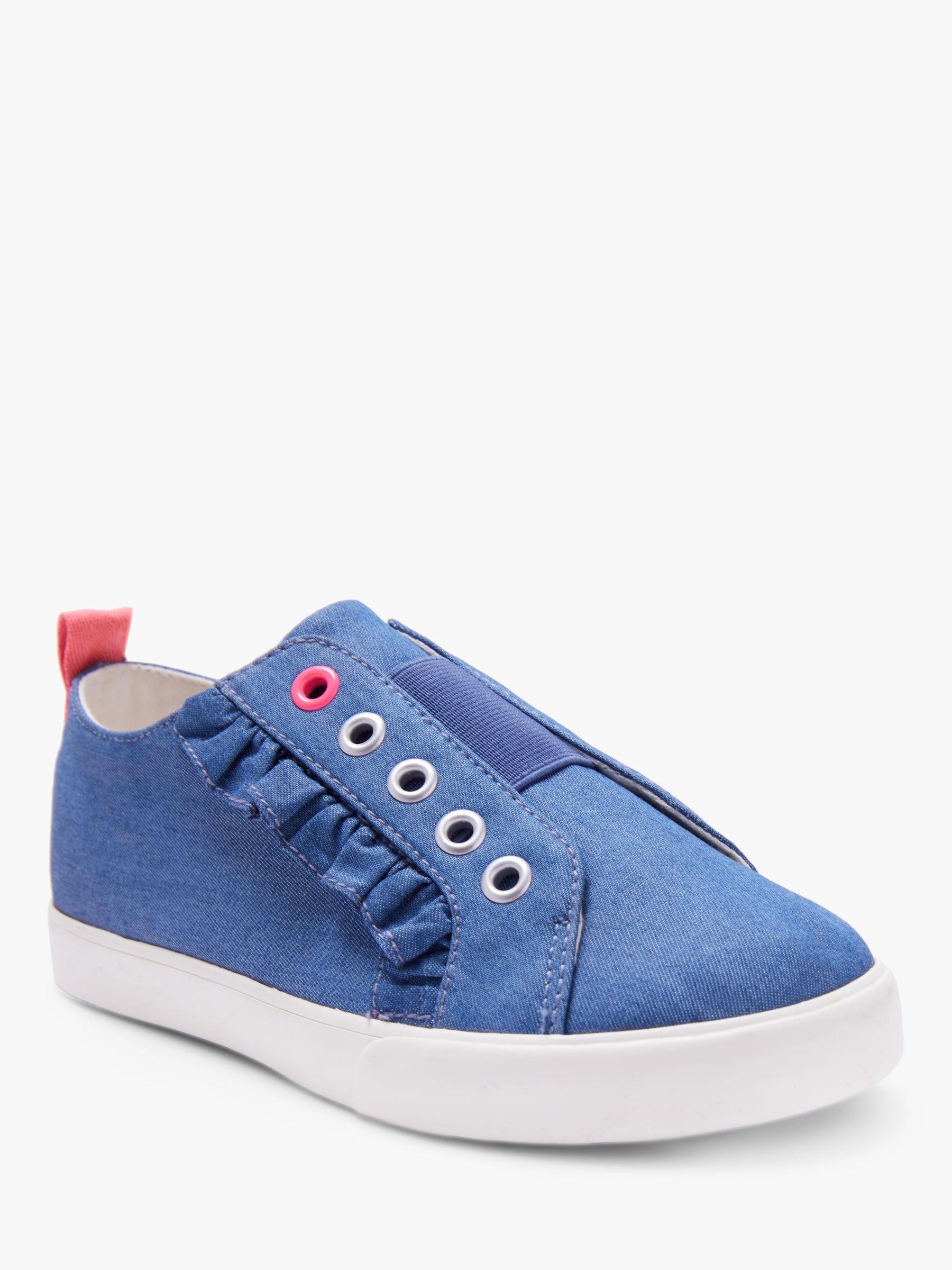 John Lewis & Partners Children's Coco Frill Slip-On Shoes, Blue Denim