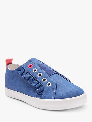 John Lewis & Partners Children's Coco Frill Slip-On Shoes, Blue Denim