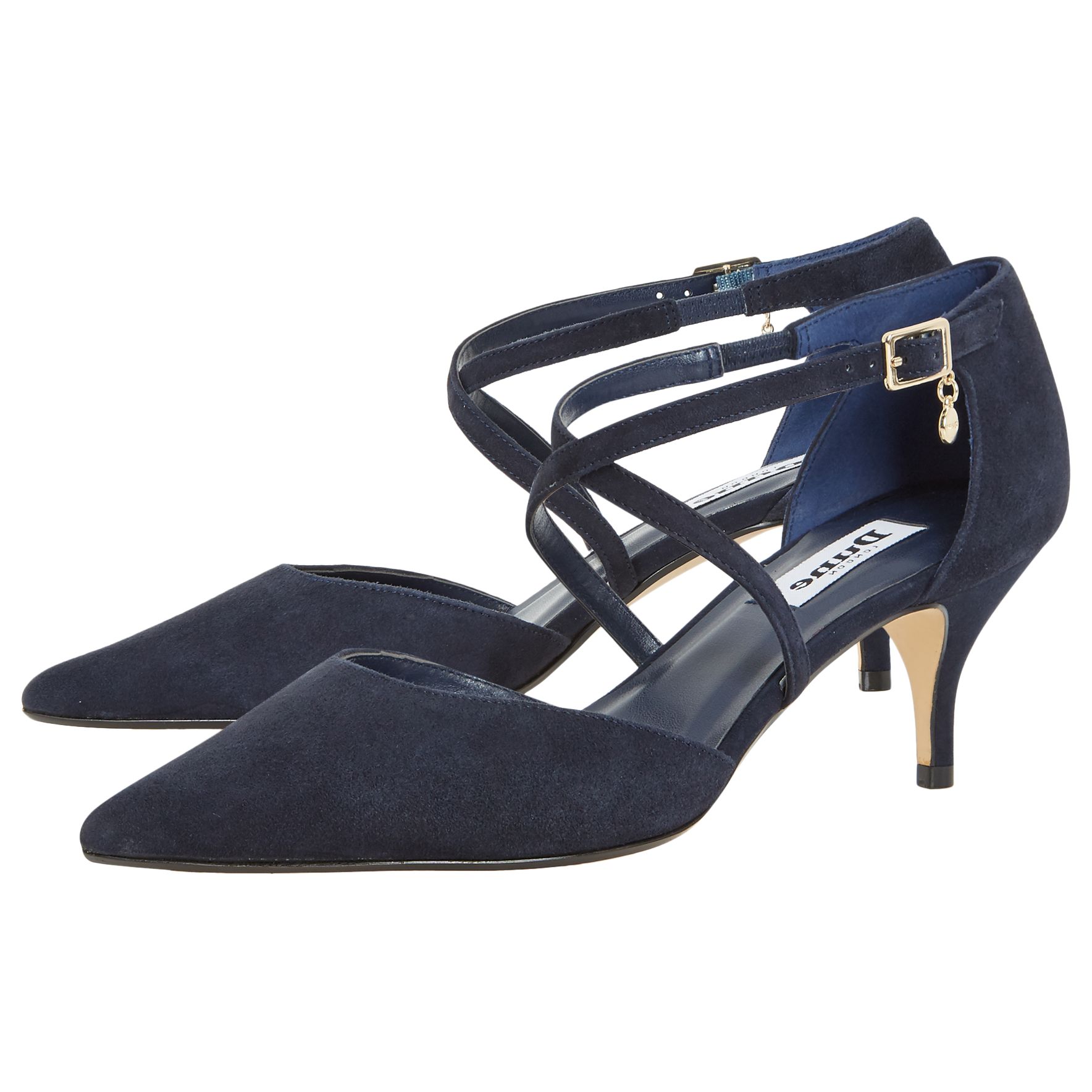 navy blue low heel court shoes