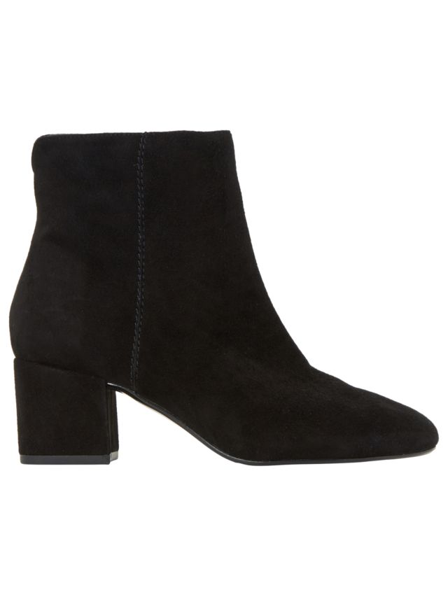 Dune Olyvea Block Heeled Ankle Boots, Black Suede, 3