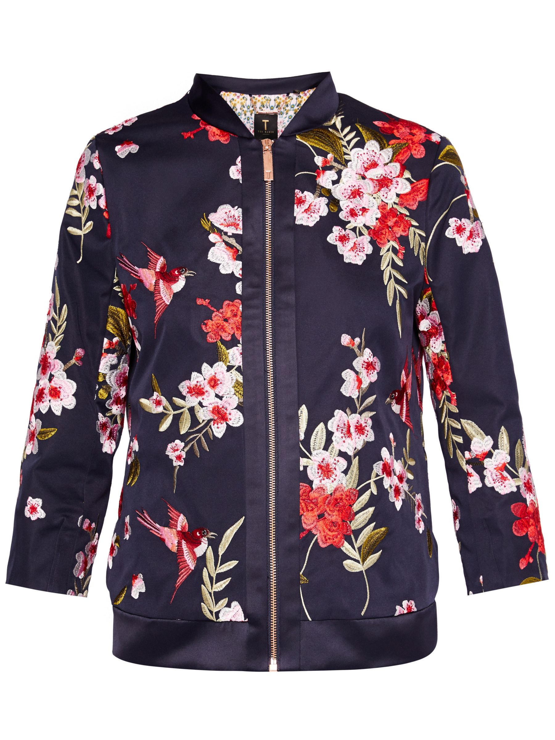 Ted Baker Hemma Blossom Jacquard Bomber Jacket, Navy/Multi