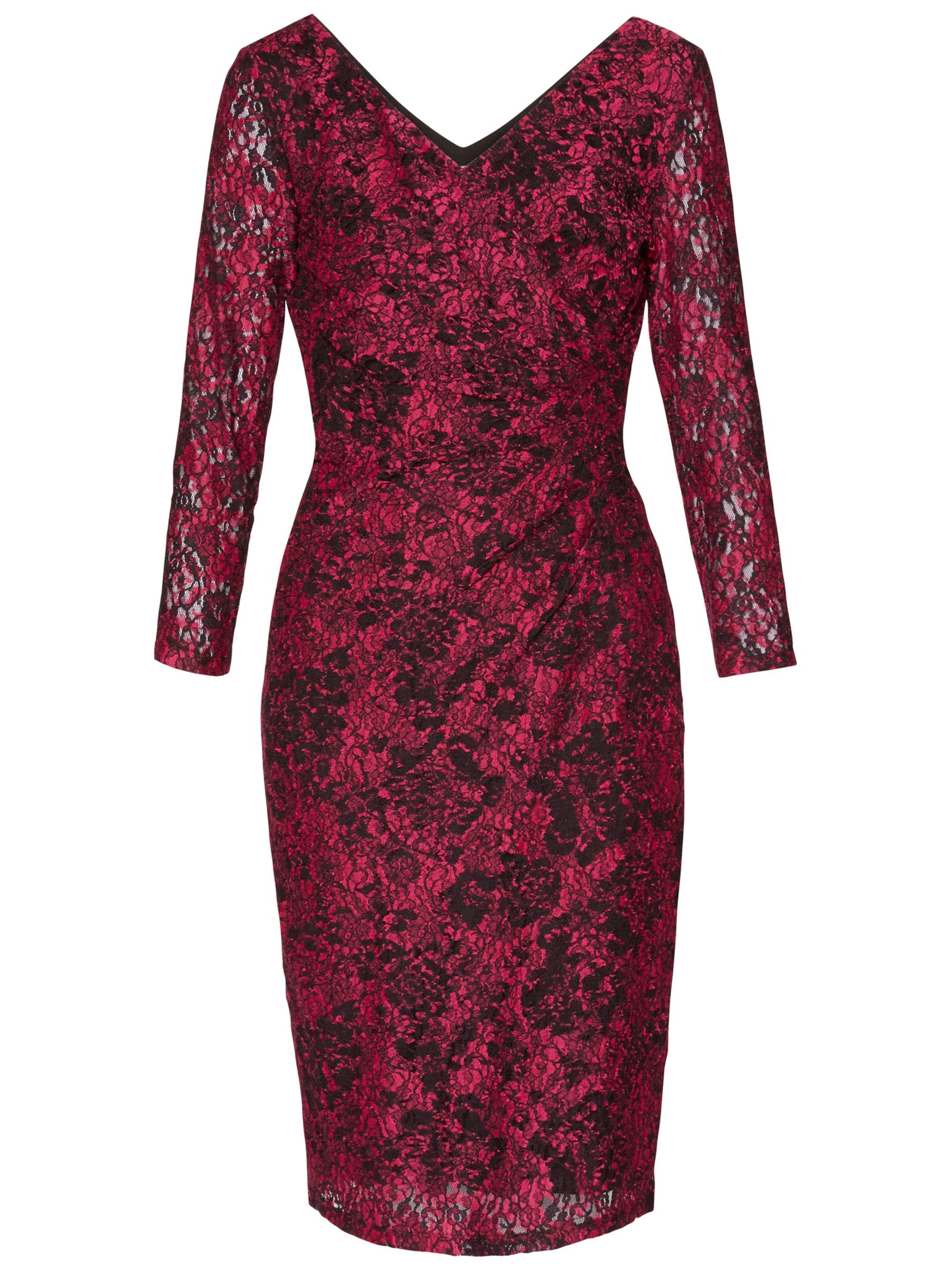 Gina Bacconi Keira Lace Dress, Cerise