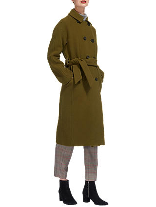 Whistles Alicia Belted Double Breasted Coat, Olive