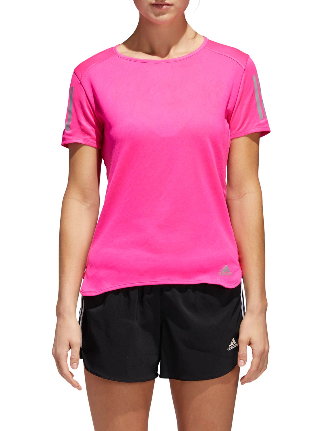 adidas Response Short Sleeve Running T-Shirt, Shock Pink, S