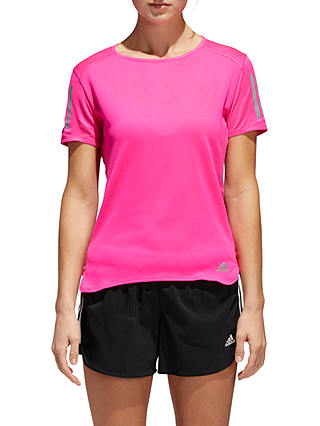 adidas Response Short Sleeve Running T-Shirt, Shock Pink
