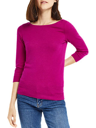 Oasis Textured Knitted Top, Deep Pink