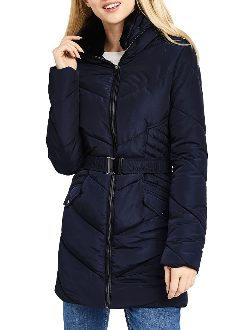 Oasis Cairnwell Long Padded Jacket, Navy, XS